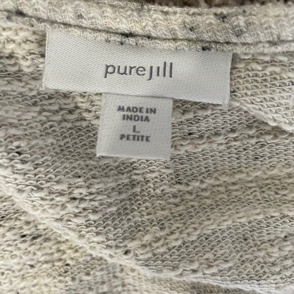 Pure Jill Women Cardigan Sweater Knitted Open Front Tie Waist Gray Petite Large - Picture 3 of 8